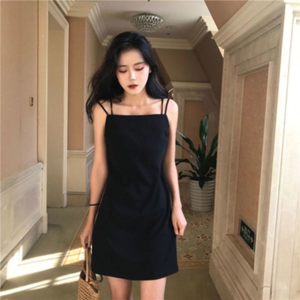 

casual dresses dress women clothes black slim temperament suspender skirt summer korean version small french base f ybe0, Black;gray