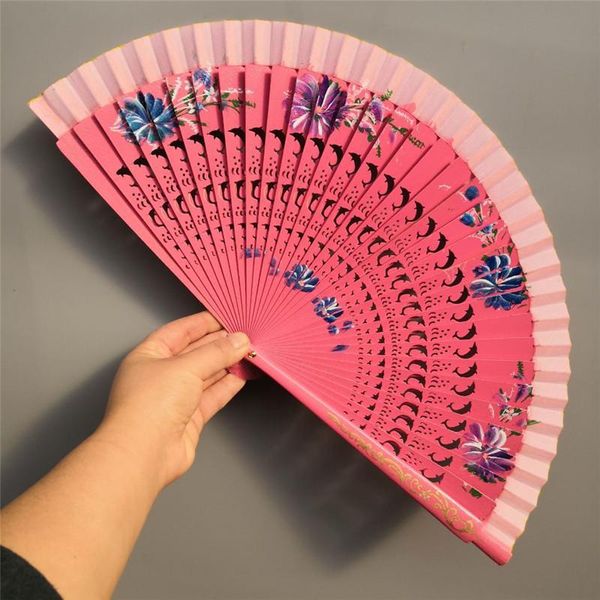 

other home decor 23cm double-sided wooden craft's fan hollow dolphin printing crafts opening and closing smooth folding