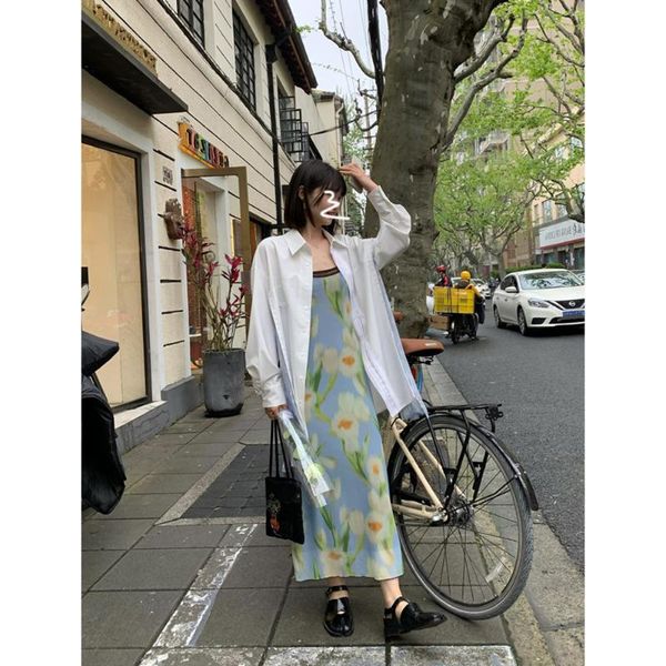 

women's trench coats halo dyed narcissus gauze suspender skirt summer temperament slim dress contrast color drop feeling holiday beach, Tan;black