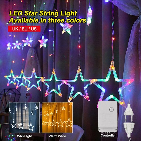 

strings christmas led curtain icicle string light star fairy window lights twinkle xmas decor stage party wedding decoration