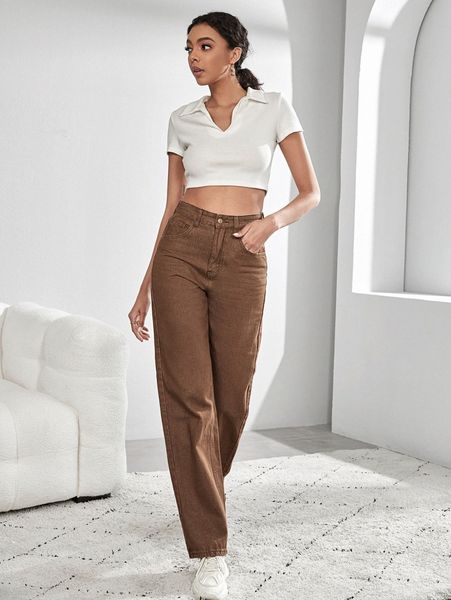 

tall high waist straight leg jeans 84c9#, Blue