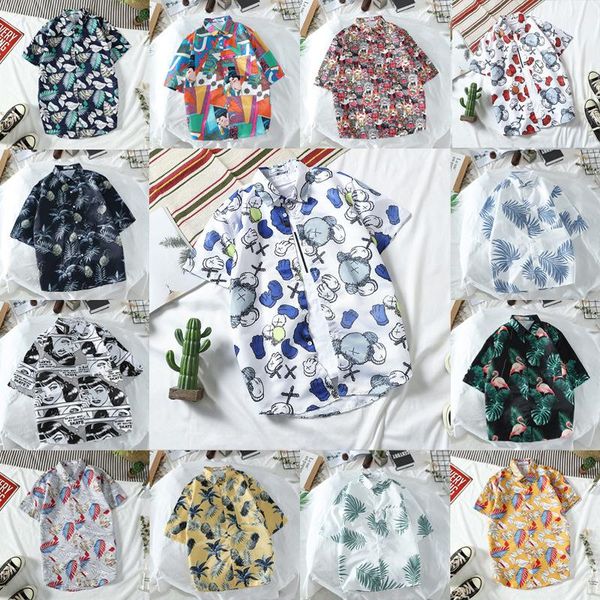 

print brand summer men's beach shirt fashion short sleeve floral loose casual shirts plus asian size s-3xl hawaiian, White;black