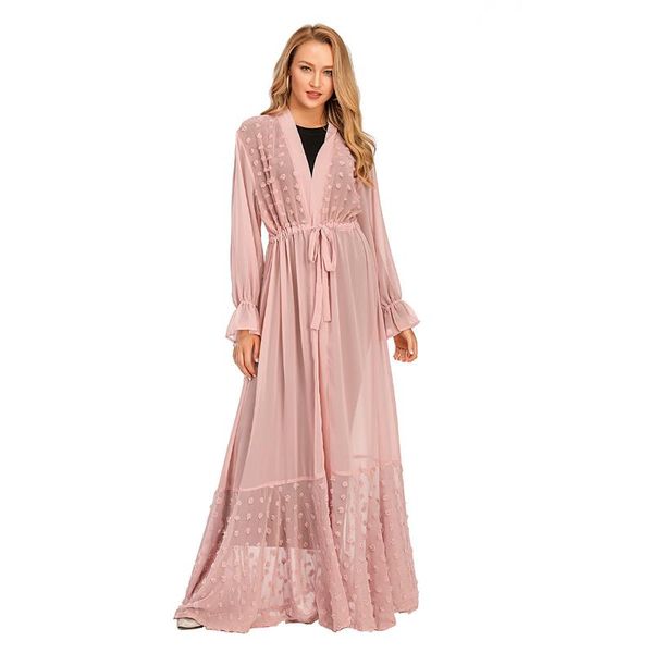 

ethnic clothing muslim dress fashion middle east eid duabi abaya turkey robe islamic cardigan slim waist donsignet, Red