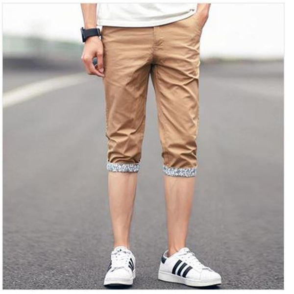 

summer korean fashion men 's trousers pant cuffs plus size 28 -40 men's shorts, White;black
