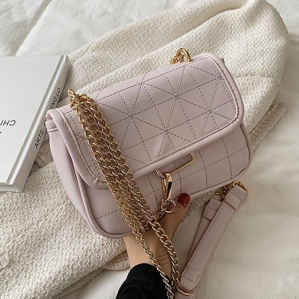 

evening bags lingge pu leather crossbody for women 2021 chain design shoulder simple lady small handbags luxury trends good quality