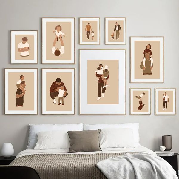 

paintings happy father baby boy girl love family wall art canvas painting nordic posters and prints pictures for living room decoration