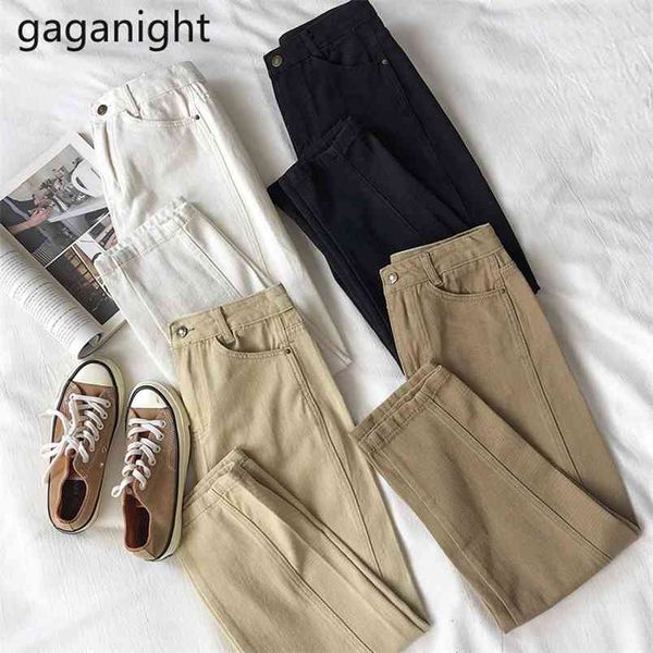 

spring autumn korean fashion women solid ankle-length pants vintage high waist slim straight jeans pockets zipper 210601, Blue