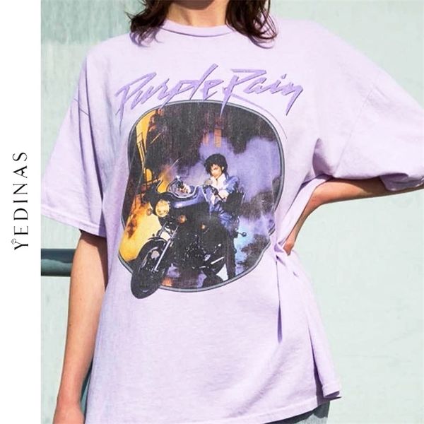 

yedinas vintage graphic tee female oversized t-shirt punk women harajuku t shirts aesthetic y2k for girls cotton white 210708