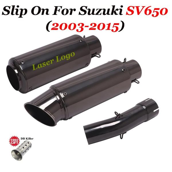 

motorcycle exhaust system slip on for suziki sv650 sv650x 2013-2021 escape moto muffler modified middle link pipe shiny black