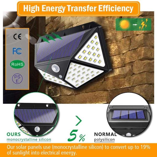 

1/2pack 100/114 leds waterproof solar powered light motion sensor sunlight wall emergency street security lamp for garden decor outdoor lamp