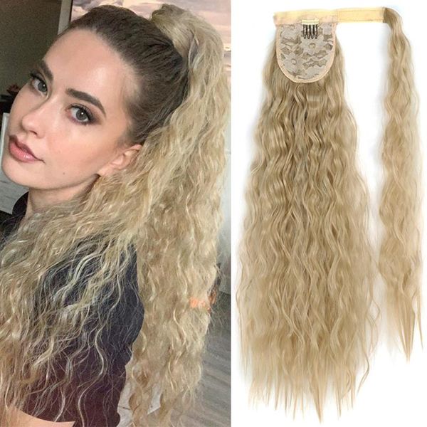 

synthetic wigs xinran long hair corn wrap around ponytail clip in natural hairpiece headwear clips 2021, Black