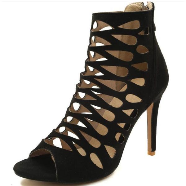 

sandals lady's rome party pumps cove heel zipper shoes women's peep toe loafers wedding shoe woman casual gladiator pump sg9l, Black