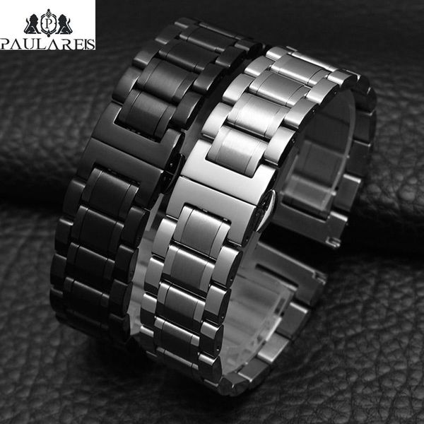 

watch bands 1pc 22mm black silver stainless steel 2 tones strap, Black;brown