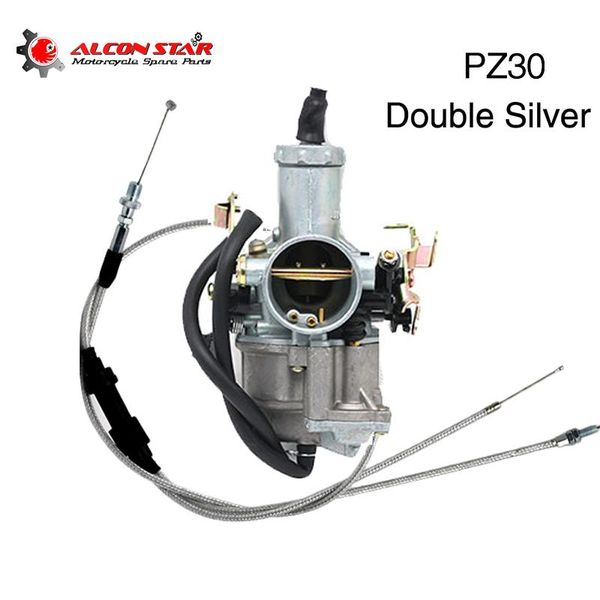 

alconstar pz30 30mm carburetor with dual throttle cable accelerating pump racing 200cc 250cc for keihin abm irbisr 250 motorcycle fuel syste