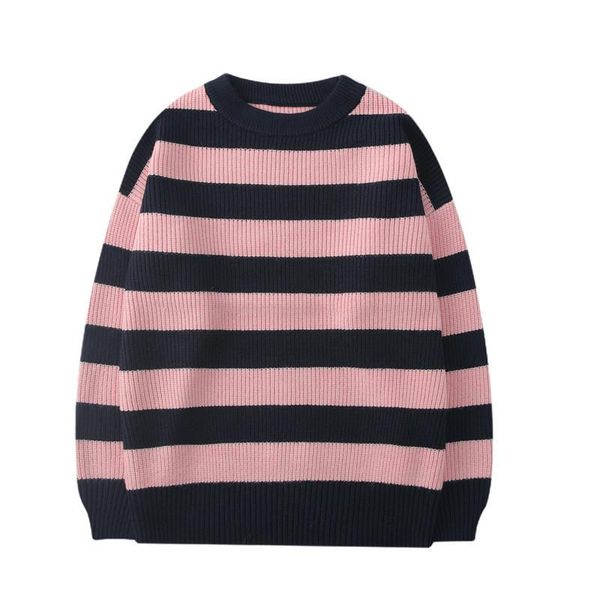 

men's sweaters men korean fashion clothes 2021 pink harajuku knitted striped sweater women high street oversized pull homme xxl, White;black