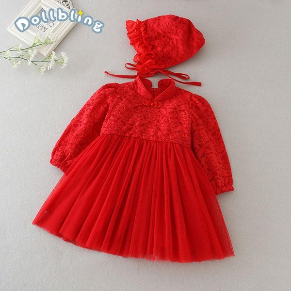 

girl's dresses baby girls cute infant dress+cap set party princess lace dress born red long sleeve cap suit wedding clothes, Red;yellow