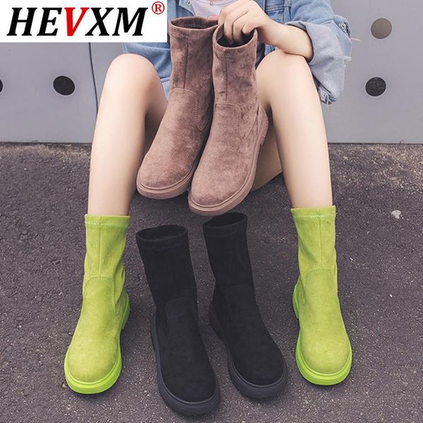 

boots shoes women's autumn booties woman 2021 low heel boots-women round toe luxury designer mid calf rubber ladies, Black
