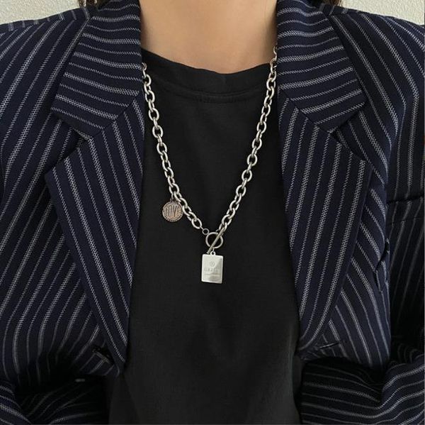 

necklace womens hip hop collarbone chain ins simple sweater chain, Silver
