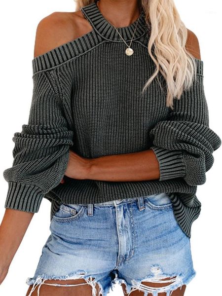 

womens oversized sweater off the shoulder halter long sleeve pullover backless loose jumper women's sweaters, White;black