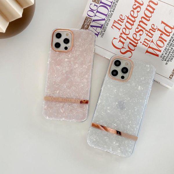

cell phone pouches luxury fashion electroplated conch shell cases for 12 pro max 11 x xs xr 7 8 plus se2 soft imd silicone cover