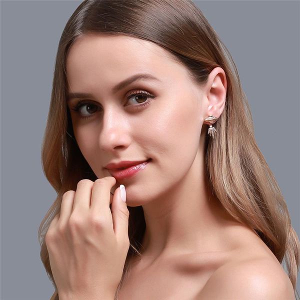 

european spaceship model diamond stud earrings flying disc metal gold ear drop women dress party gift wear earring jewelry accessories whole, Golden;silver