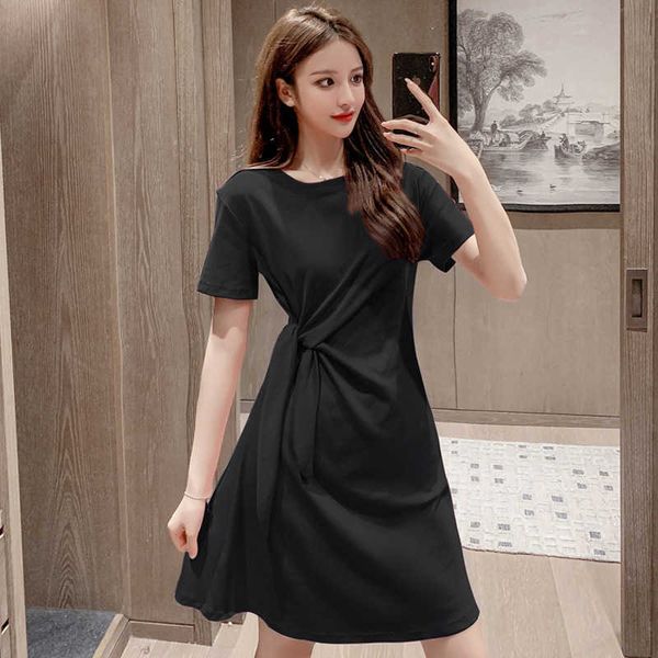 

small french drs women's summer 2021 pleated lace up waist slim mid length skirt, Black;gray