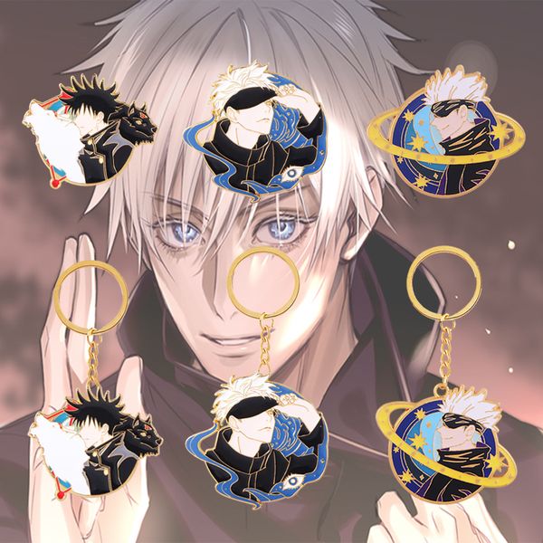 

3pcs/set jujutsu kaisen keychain japanese anime alloy brooch keychain set cartoon figure yuji itadori nobara kugisaki cosplay, Black