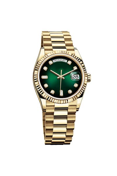 

men's watch 36mm diamond stainless steel automatic mechanical waterproof luminous sapphire, Slivery;brown