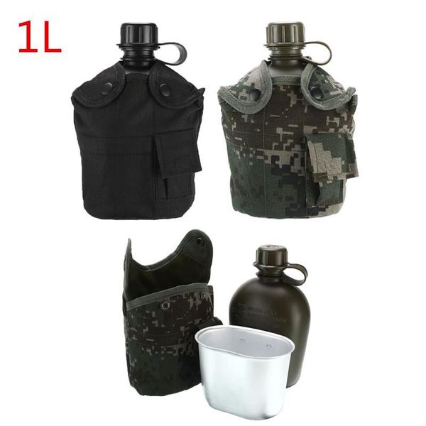 

outdoor military tactical water bottle army canteen kettle with pouch cup set for camping hiking backpacking survival bags