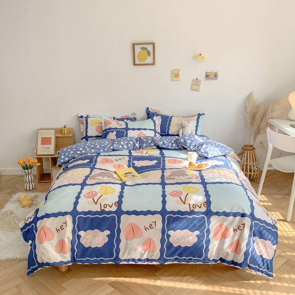 

2021 friendly aloe cotton sheet soft printing four piece set bedding