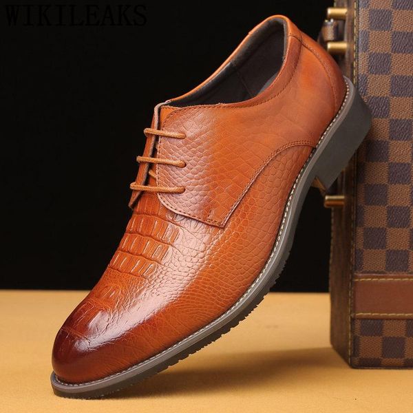 

dress shoes coiffeur formal men genuine leather black crocodile classic plus size office italian