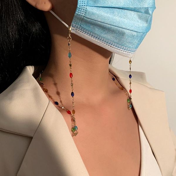 

ingesight.z bohemian rainbow colorful acrylic beaded choker necklace mask chain for women star long necklaces neck jewelry gifts chains, Silver