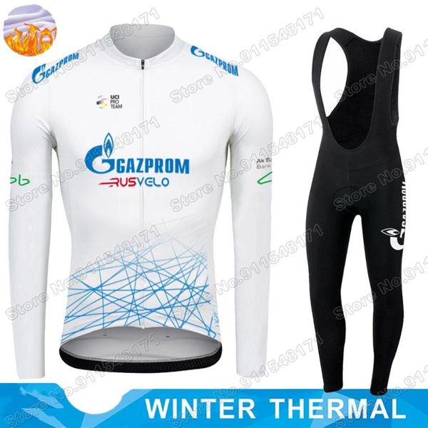 

winter gazprom team 2021 cycling jersey set clothing suit mens long sleeve mtb bike road pants bib maillot culotte racing sets, Black;blue