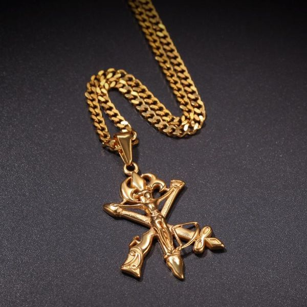 

pendant necklaces men hip hop cross stainless steel fashion vintage with sword pendants necklace hiphop women jewelry gift, Silver