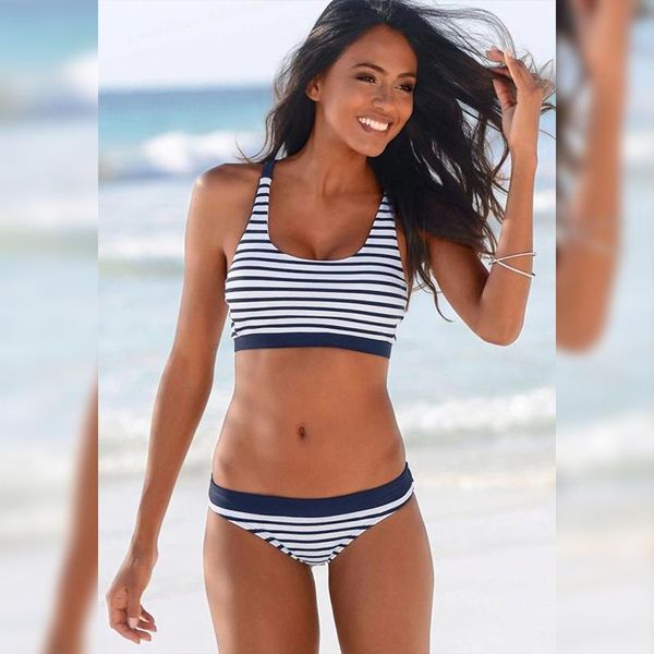 

women's swimwear striped beach bikinis set women push up swimsuit female bathing suits bikini girls pool swimming suit 2021, White;black