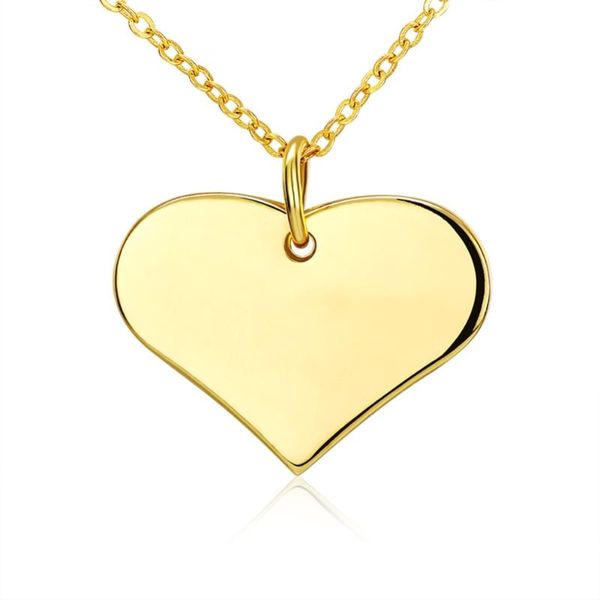 

pendants simple style heart pendant chain yellow gold filled smooth womens necklace gift, Black