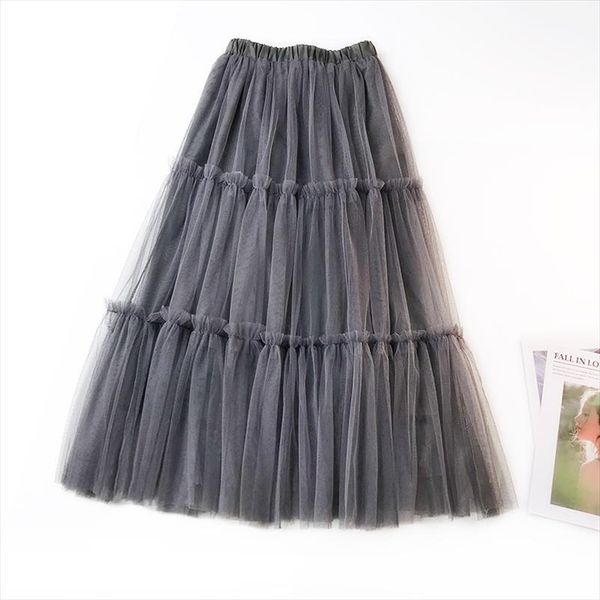 

european style swing fashion solid color womens skirt polyester ear high waist maxi sweet ruffles bridesmaid a line ball gown, Black