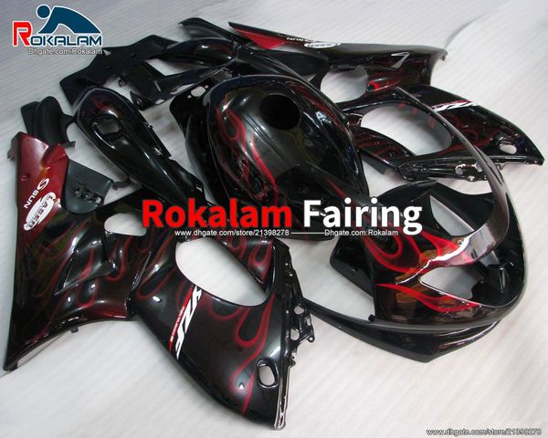 Yamaha YZF-600R için Siyah Kırmızı Alev Motosiklet Kapak YZF600R 1997 1998 1999 2000 1997-2007 Aireler YZF 600R Thundercat 97-07 Perazlar Kiti