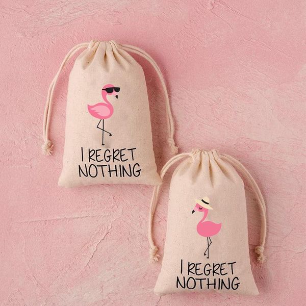 

regret nothing flamingo gift bag bride to be bachelorette hen party wedding engagement bridal shower decoration