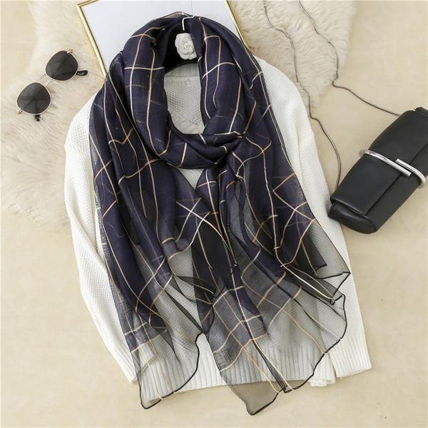 

scarves plaid women wool scarf silk for lady foulard female bandana hijabs scarfs neck shawls wraps style, Blue;gray