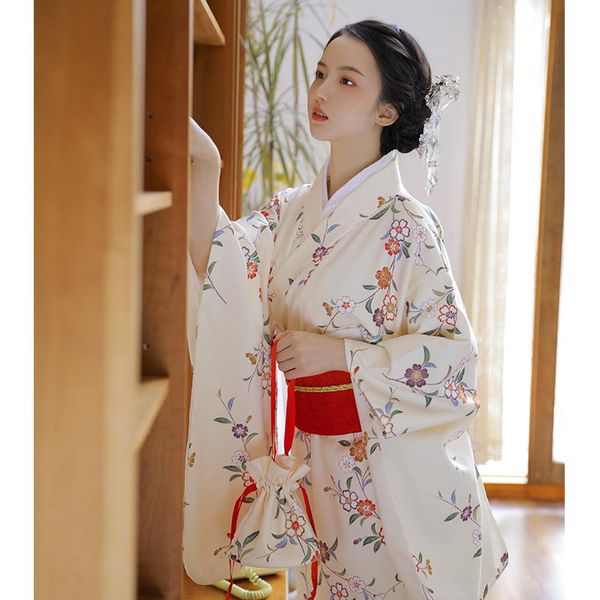 

ethnic clothing women's japanese traditional kimono green beautiful floral prints classic long sleeve yukata pography dress cosplay, Red