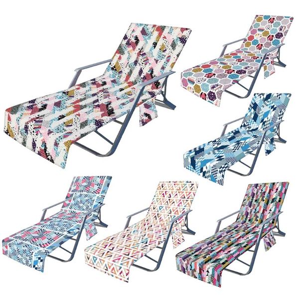 

chair covers colorful geometry pattern beach chaise lounge cover with side pockets no sliding microfiber quick dry bath towel
