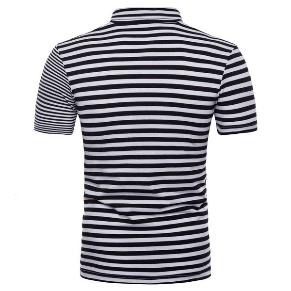 

men's polos e-baihui men polo shirt summer business casual white black striped short sleeve pure work clothes