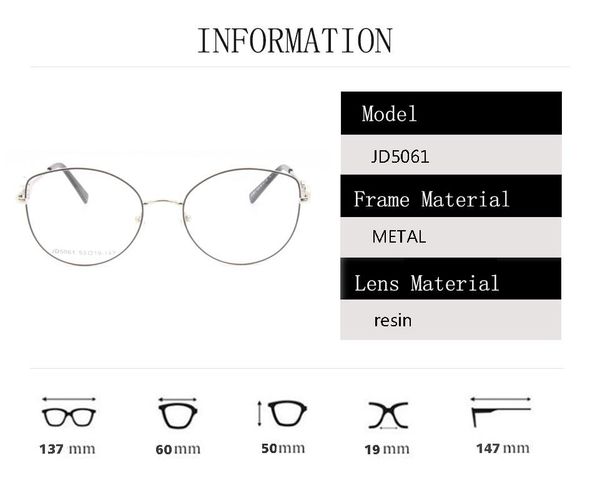 

fashion sunglasses frames cat ear eyewear metal glasses cute jd5061, Black