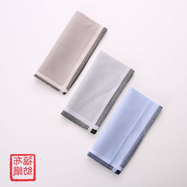 

43cm men's plain simple cotton handkerchief high grade business combed gift, White
