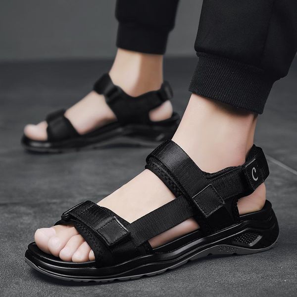 

sandals cuero sandalle mens sandalsslippers verano 2021 hombre safety erkek sandalet sandali da casual sandale romanas sandel, Black