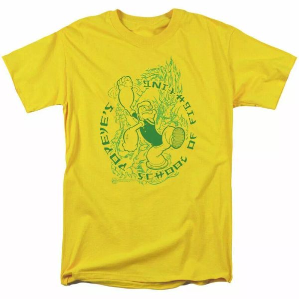 

popeye popeyes fightin school t shirt mens licensed idw comics tee yellow, White;black