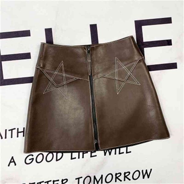

female spring genuine royal sheep leather skirt e48 69o5, Black
