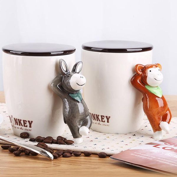 

mugs creative cute animal ceramic mug cup with lid spoon office water couple milk coffee breakfast christmas gifts