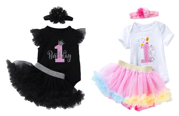

baby girl 1st birthday tulle romper dress suits 9 style 0-24m newborn infant cartoon designer printed tutu skirts cotton romper+pantskirt=2p, Blue